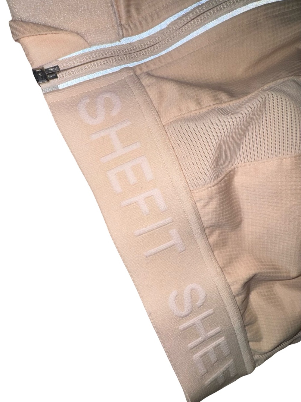 SHEFIT nude Cross-Back Adjustable Velcro Support Sports Bra size 1 luxe XL - Picture 3 of 4